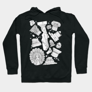 Greek Architectural Elements - black and white DARK Hoodie